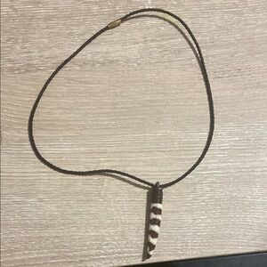 Handmade African Black Beaded Necklace with Pendant (01)